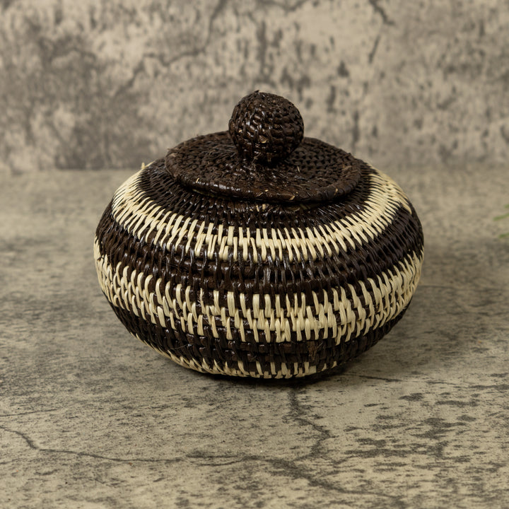Black And White Jungle Rainforest Basket With Top