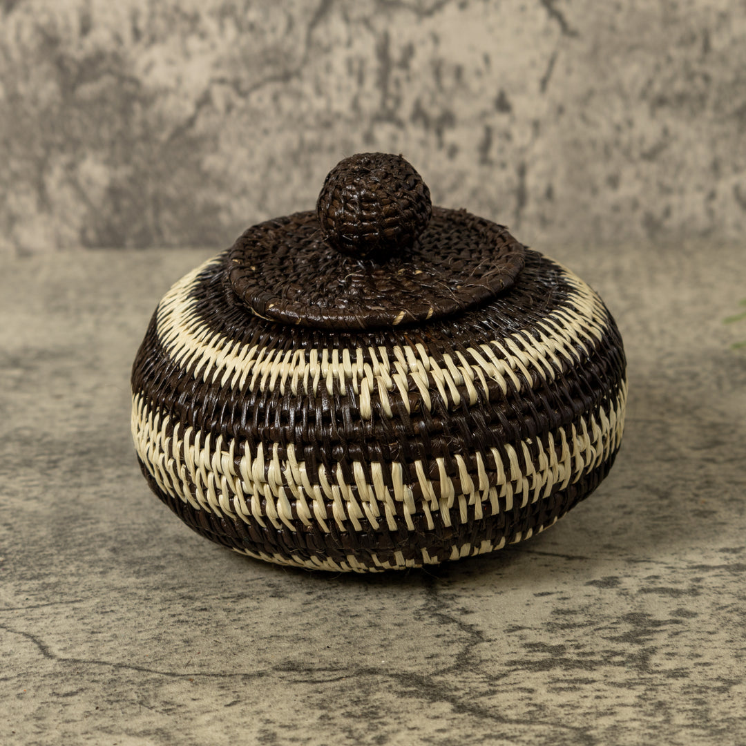 Black And White Jungle Rainforest Basket With Top