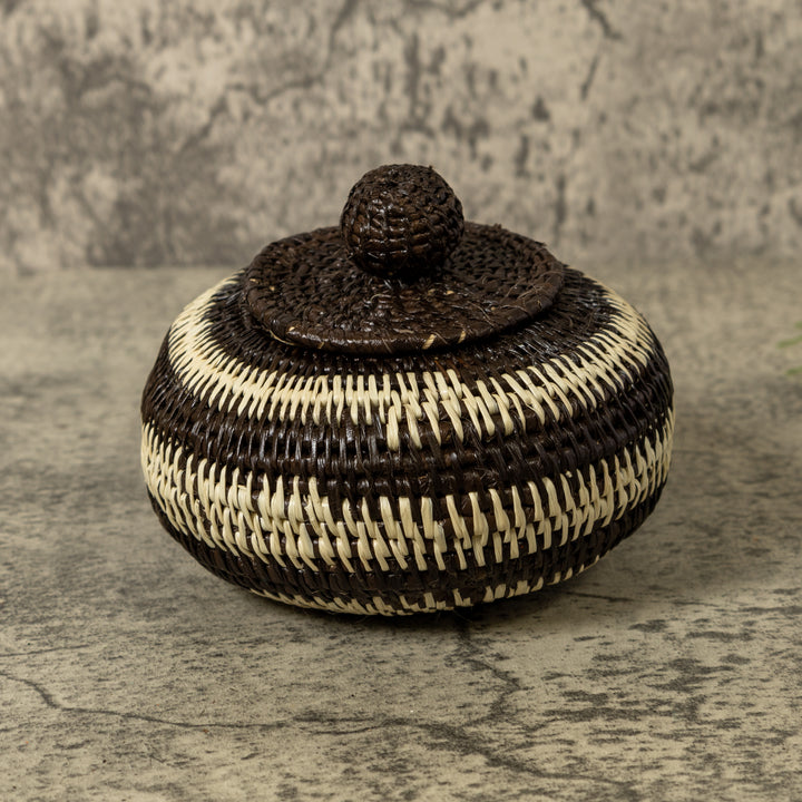 Black And White Jungle Rainforest Basket With Top