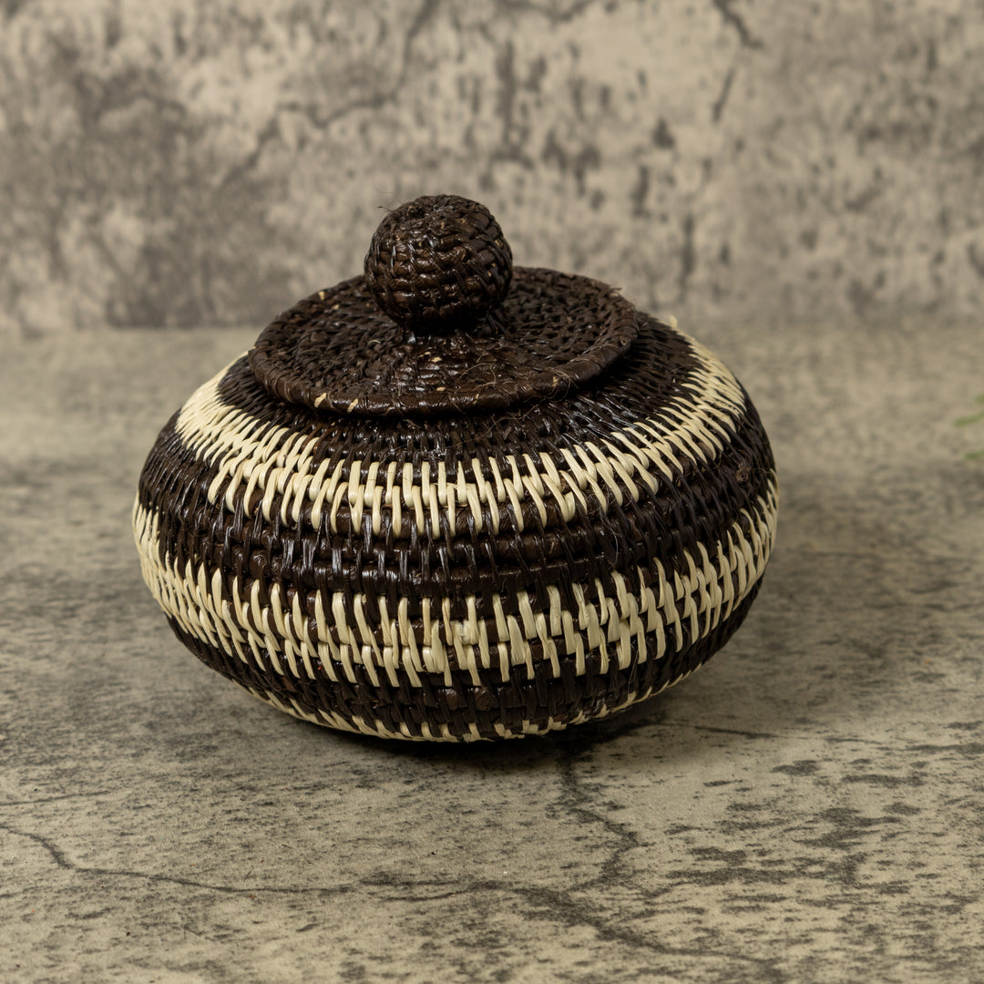 Black And White Jungle Rainforest Basket With Top