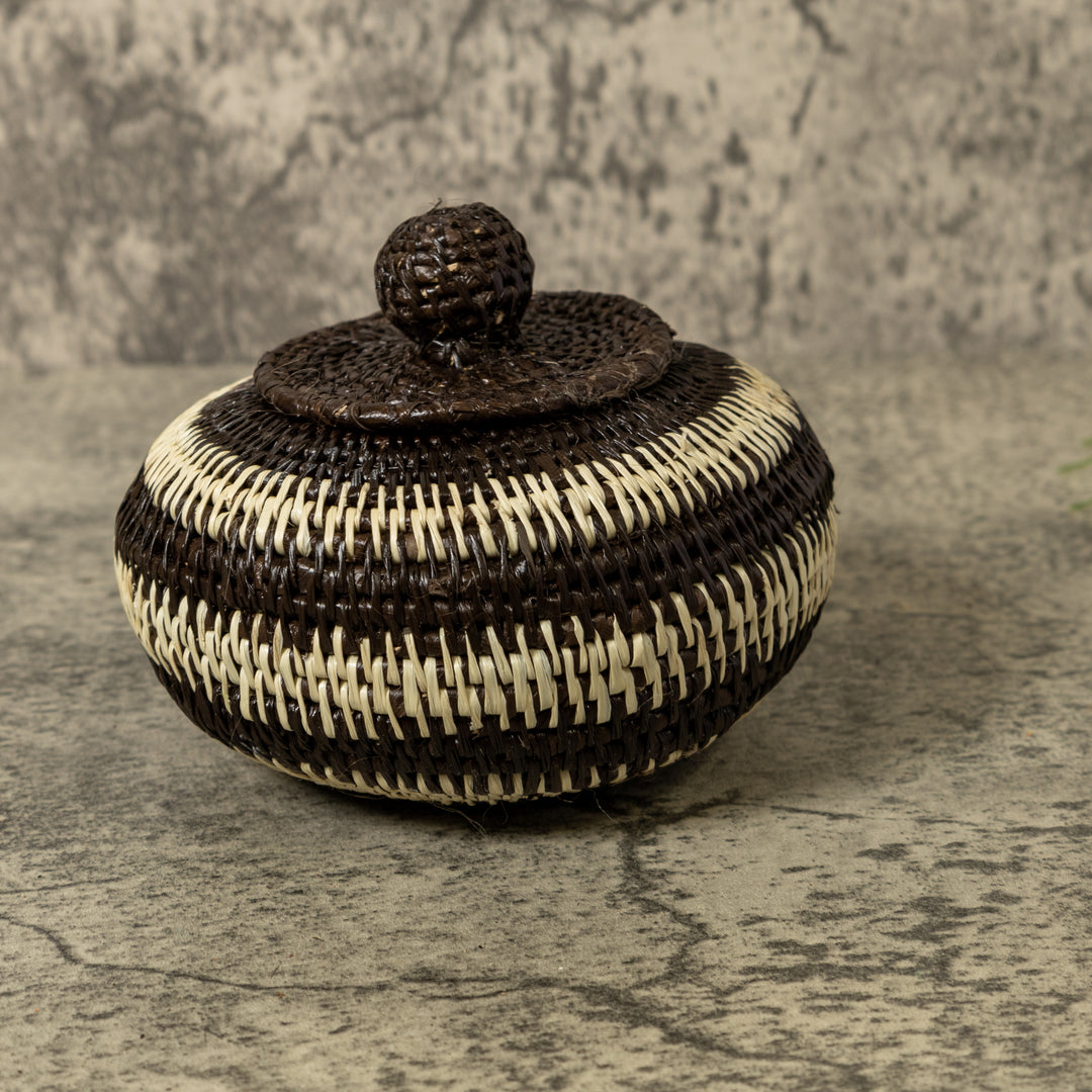 Black And White Jungle Rainforest Basket With Top