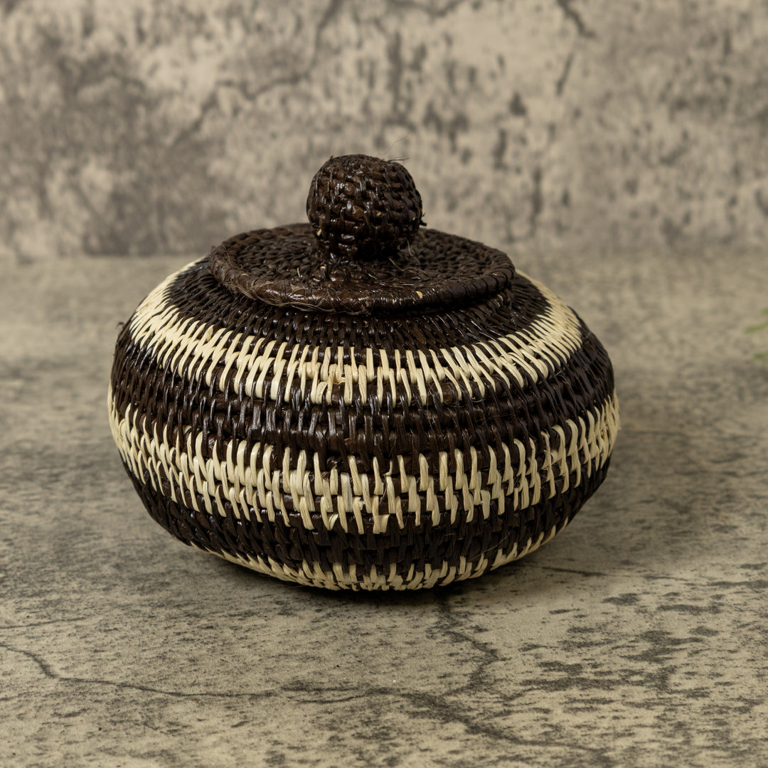 Black And White Jungle Rainforest Basket With Top