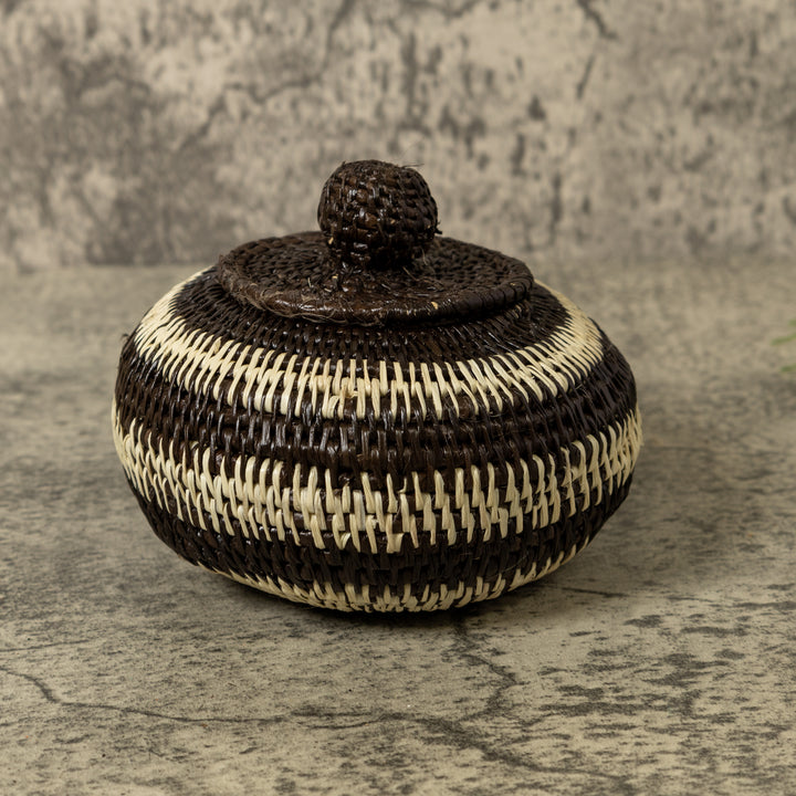 Black And White Jungle Rainforest Basket With Top