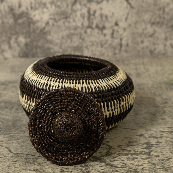 Black And White Jungle Rainforest Basket With Top