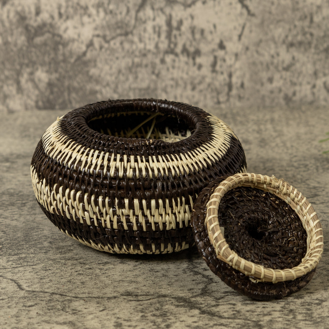 Black And White Jungle Rainforest Basket With Top