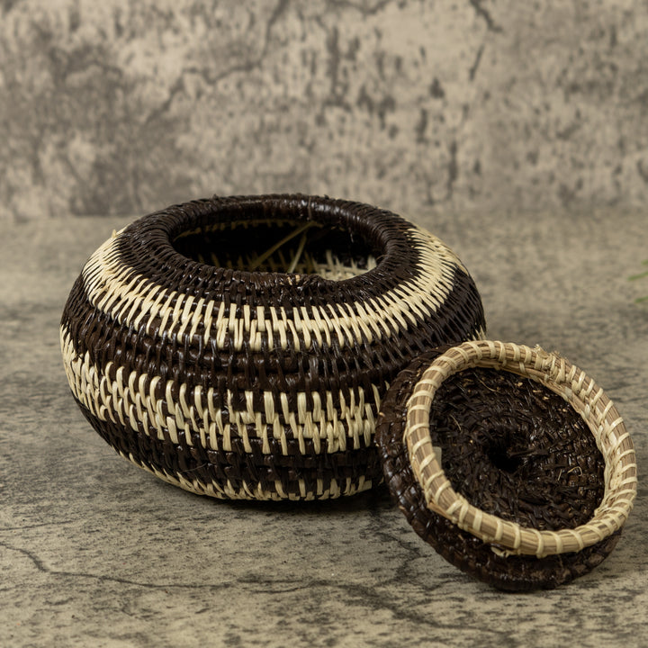 Black And White Jungle Rainforest Basket With Top