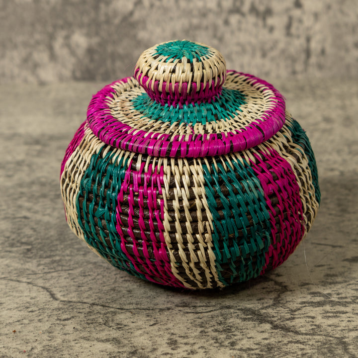 Pink Green And White Jungle Rainforest Basket With Top