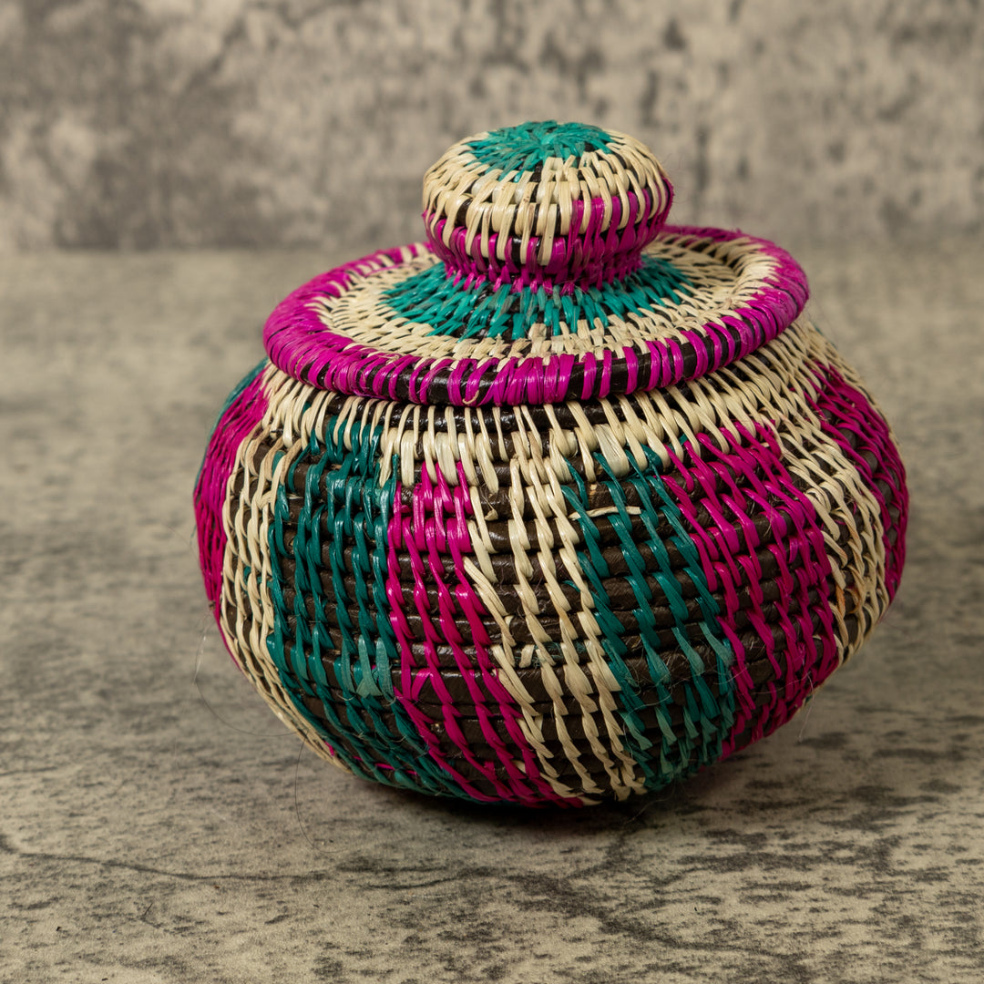 Pink Green And White Jungle Rainforest Basket With Top