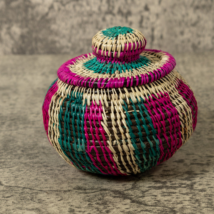 Pink Green And White Jungle Rainforest Basket With Top