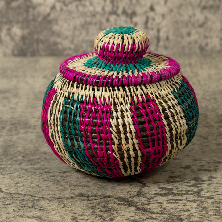 Pink Green And White Jungle Rainforest Basket With Top