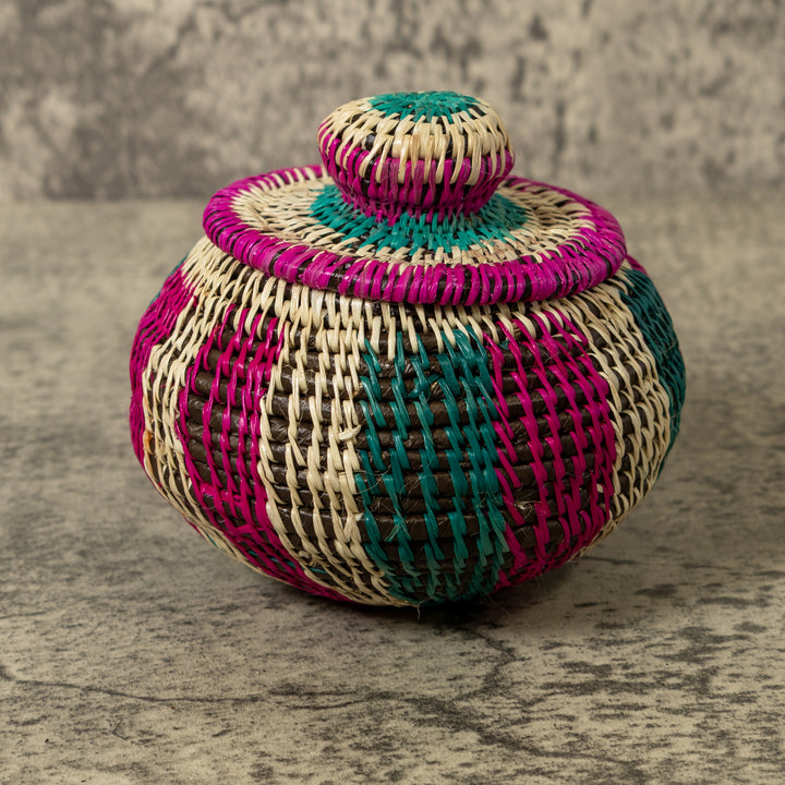 Pink Green And White Jungle Rainforest Basket With Top