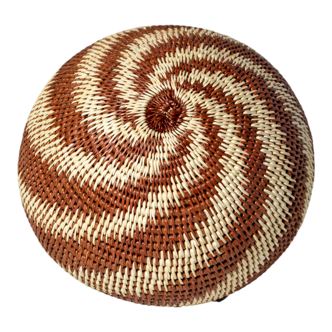 Brown And White Spiral Woven Basket