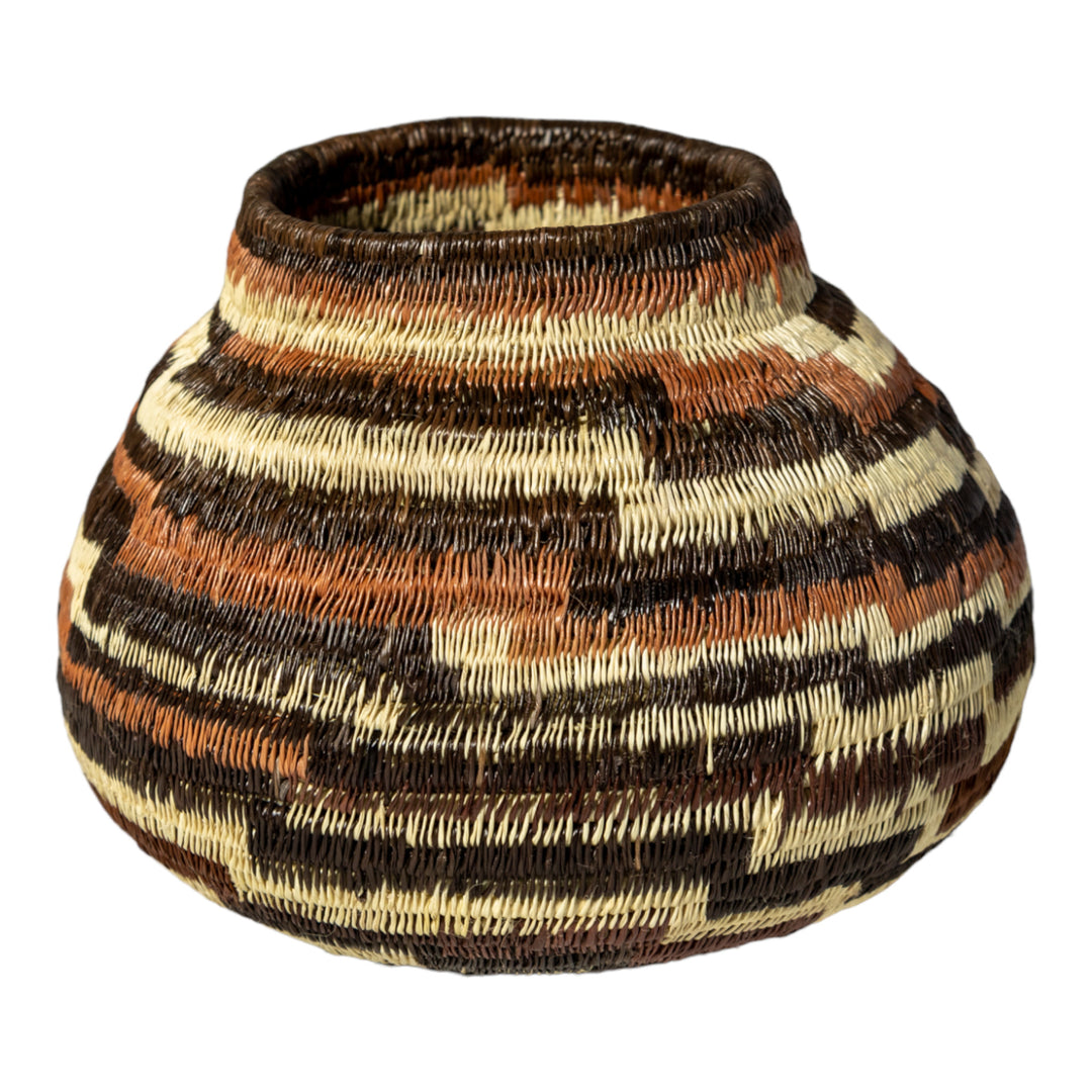 ZigZag Brown And White Woven Basket