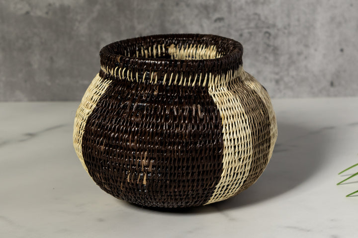 Black White And Green Woven Basket