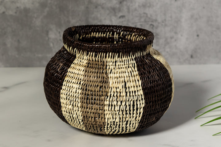 Black White And Green Woven Basket