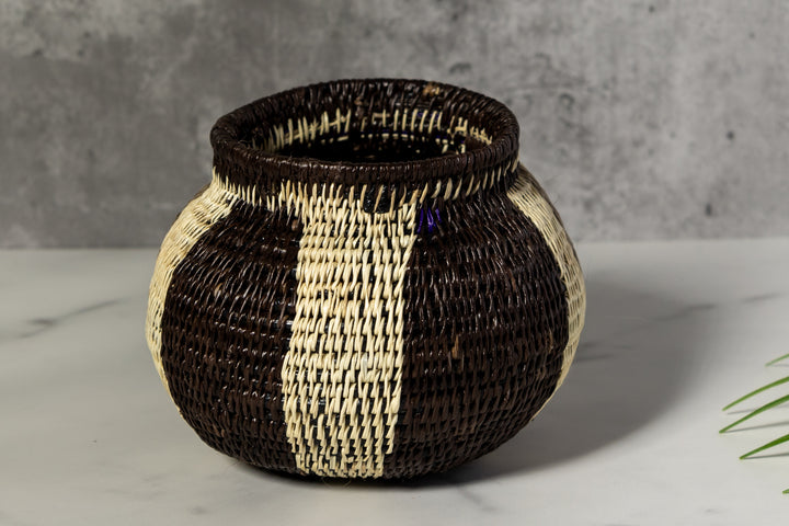 Black White And Green Woven Basket