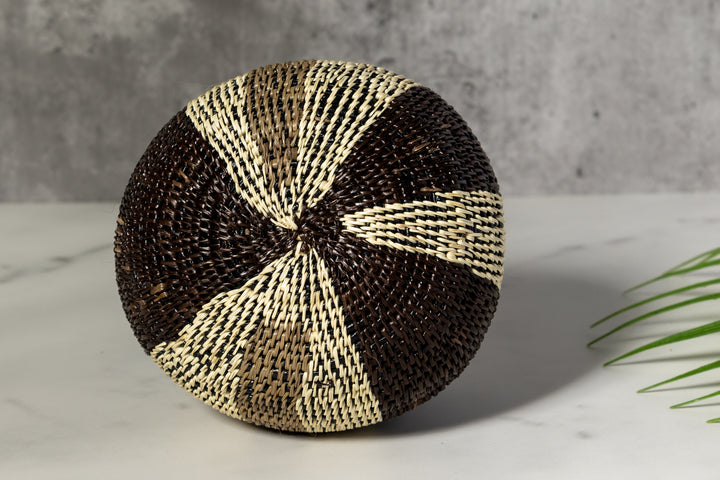 Black White And Green Woven Basket