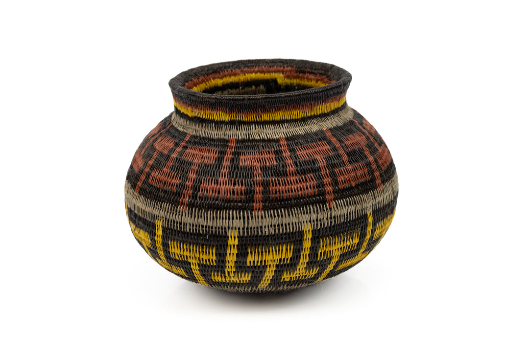 Black Brown and Gold Woven Basket