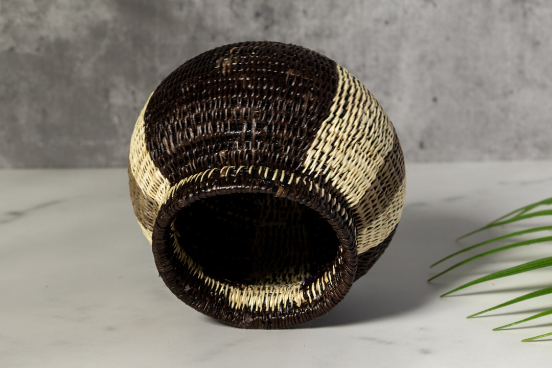 Black White And Green Woven Basket