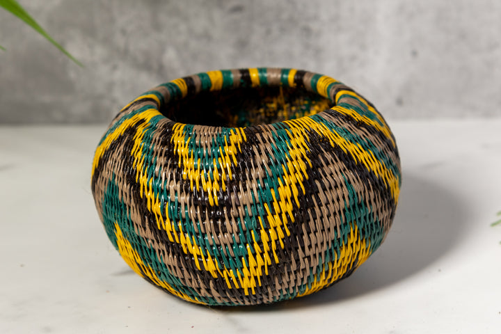 Tropical Harmony Woven Basket With Top