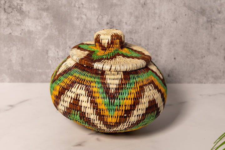 Surfing Waves Woven Basket With Top