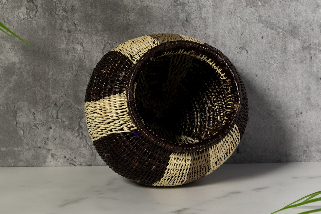 Black White And Green Woven Basket