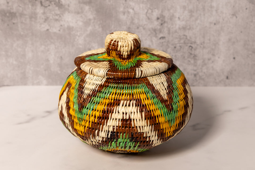 Surfing Waves Woven Basket With Top