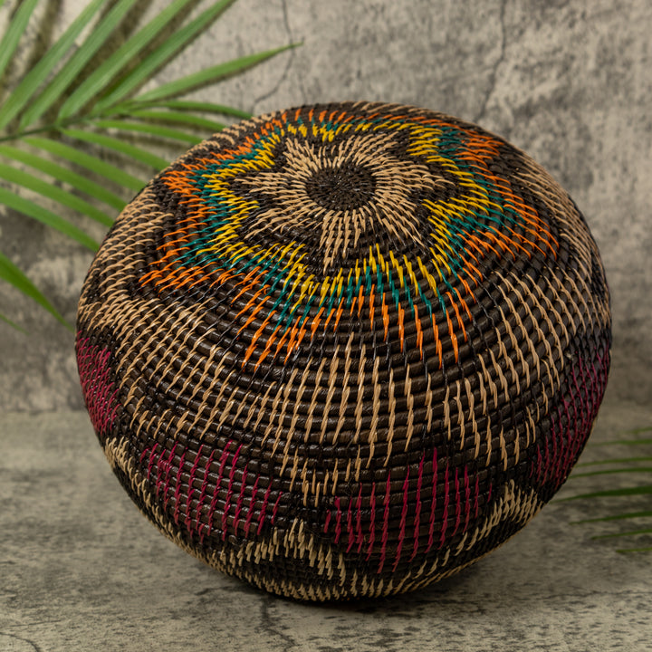 Multi-Color Southwest Design Rainforest Basket With Top