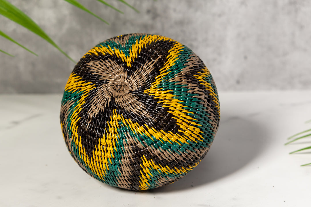 Tropical Harmony Woven Basket With Top