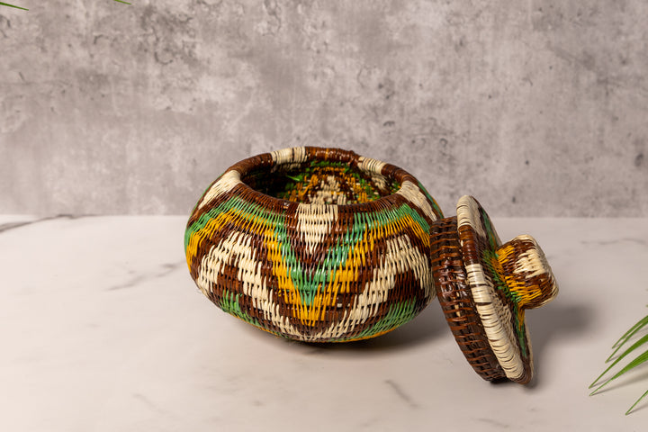 Surfing Waves Woven Basket With Top