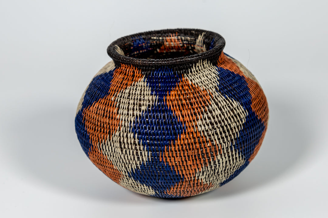 Orange And Purple Diamond Woven Basket