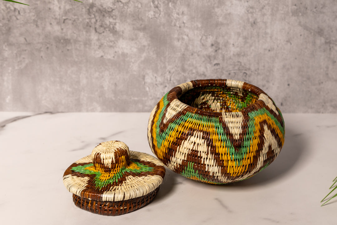 Surfing Waves Woven Basket With Top