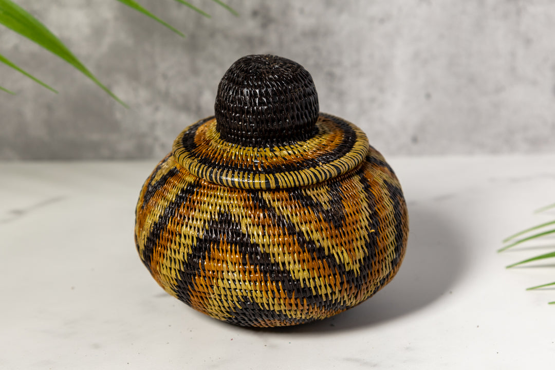 Brown Forest Chimes Woven Basket With Top