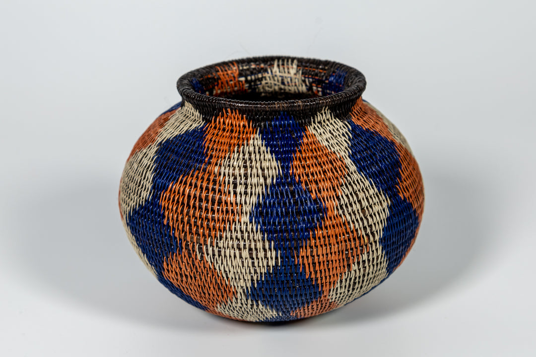 Orange And Purple Diamond Woven Basket