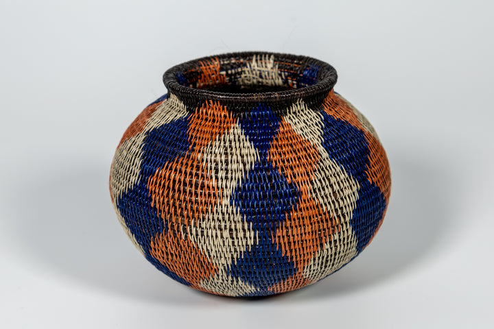 Orange And Purple Diamond Woven Basket