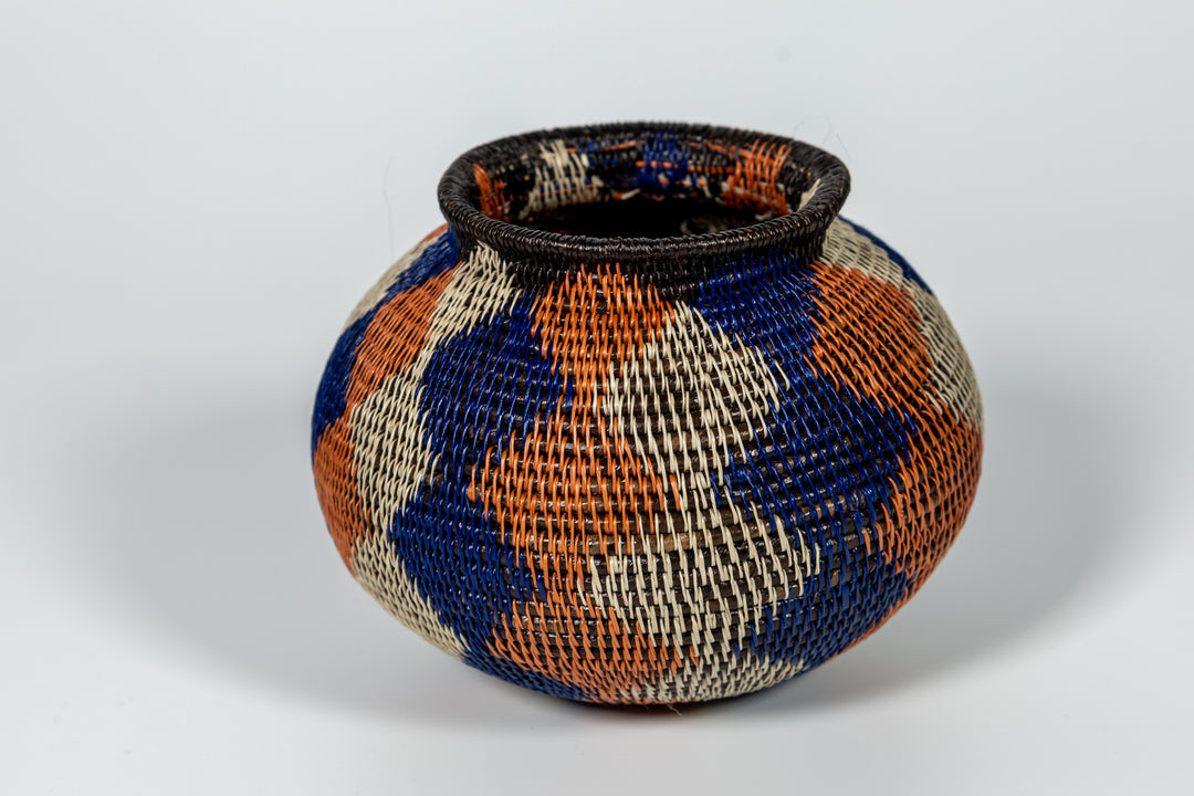 Orange And Purple Diamond Woven Basket