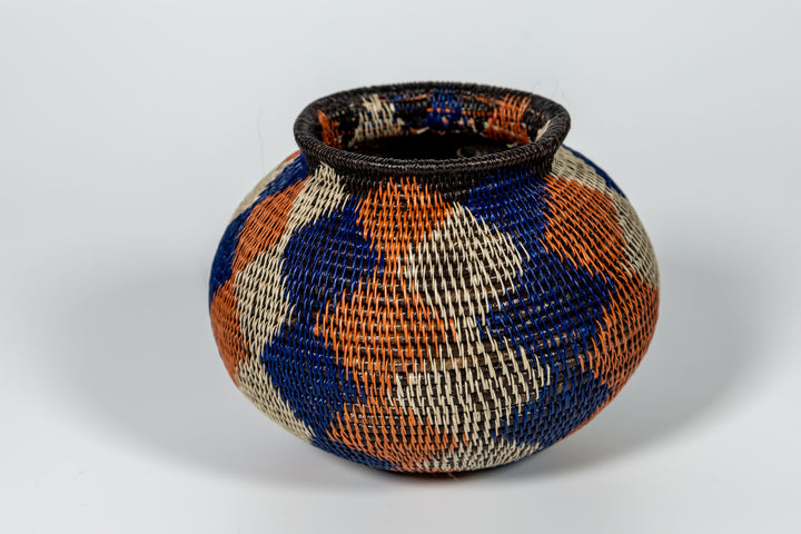 Orange And Purple Diamond Woven Basket