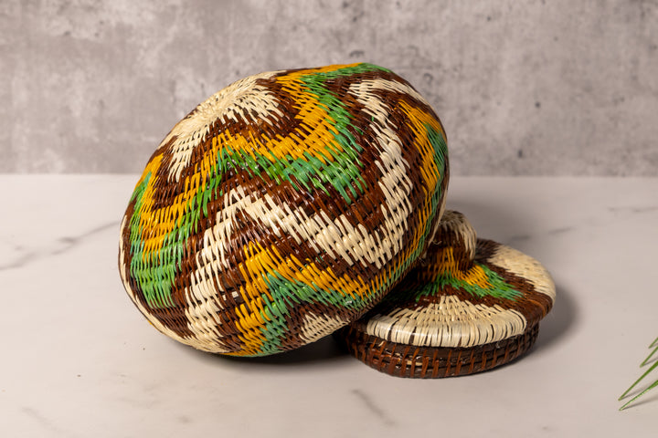 Surfing Waves Woven Basket With Top