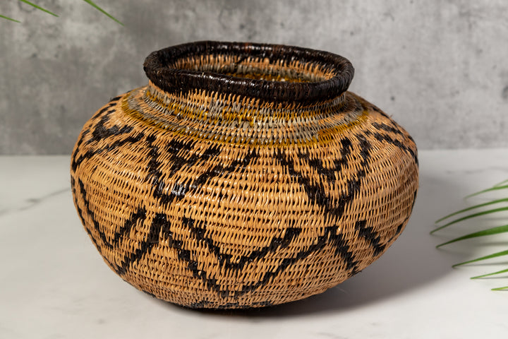 Brown And Black Southwest Design Woven Basket