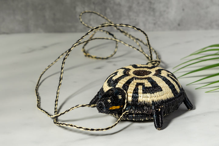 Black And White Turtle Purse Woven Basket