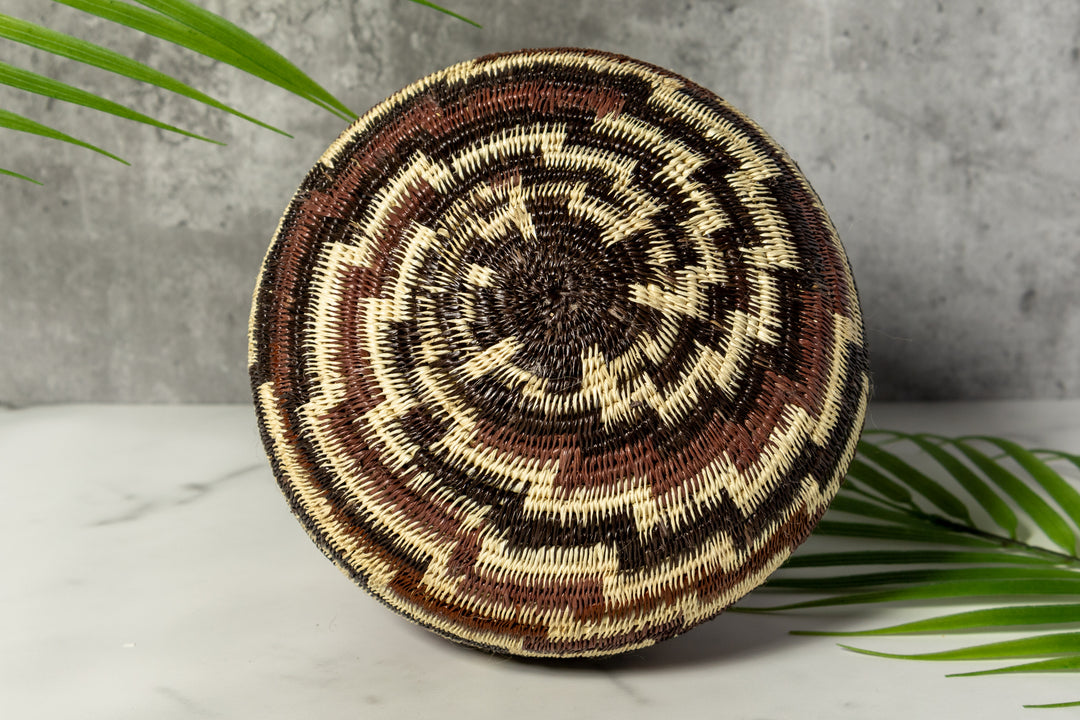 ZigZag Brown And White Woven Basket