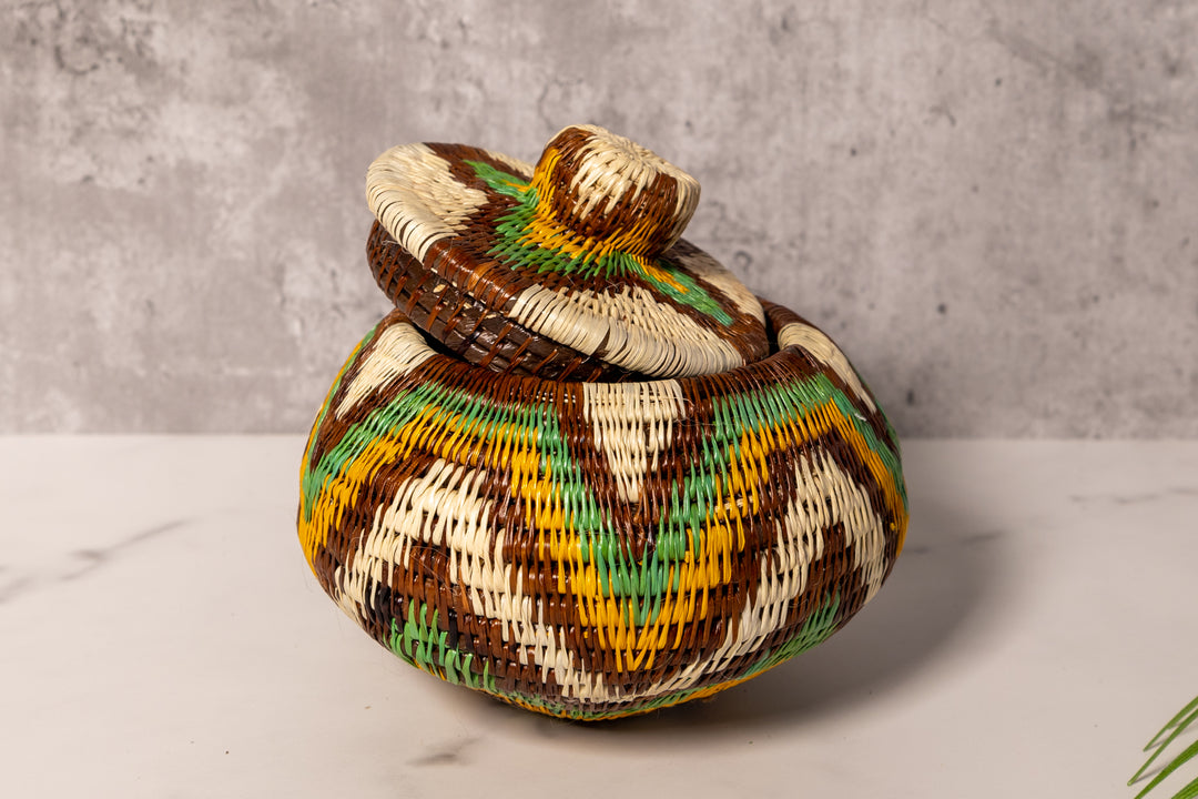 Surfing Waves Woven Basket With Top