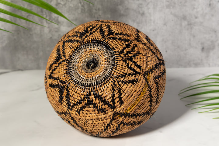 Brown And Black Southwest Design Woven Basket