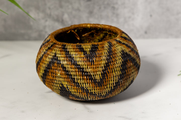 Brown Forest Chimes Woven Basket With Top