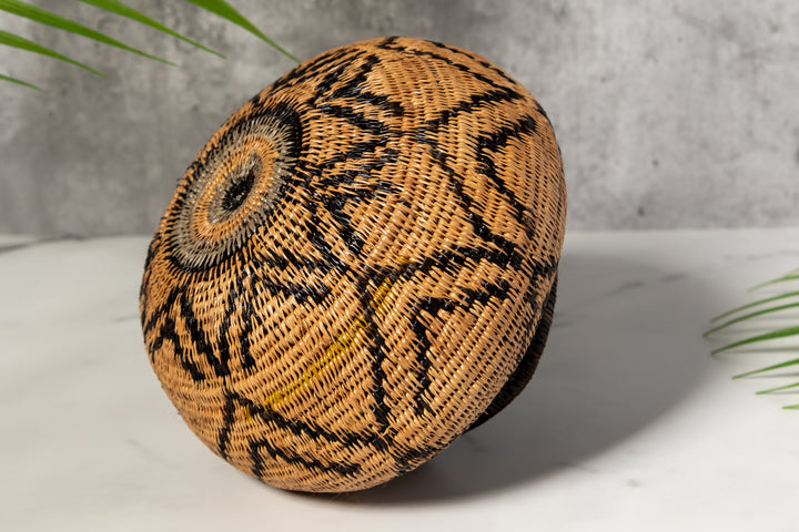 Brown And Black Southwest Design Woven Basket
