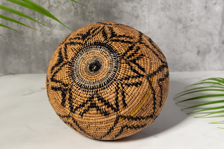 Brown And Black Southwest Design Woven Basket