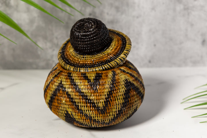 Brown Forest Chimes Woven Basket With Top