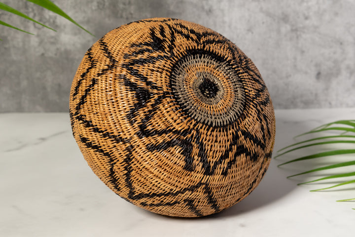 Brown And Black Southwest Design Woven Basket