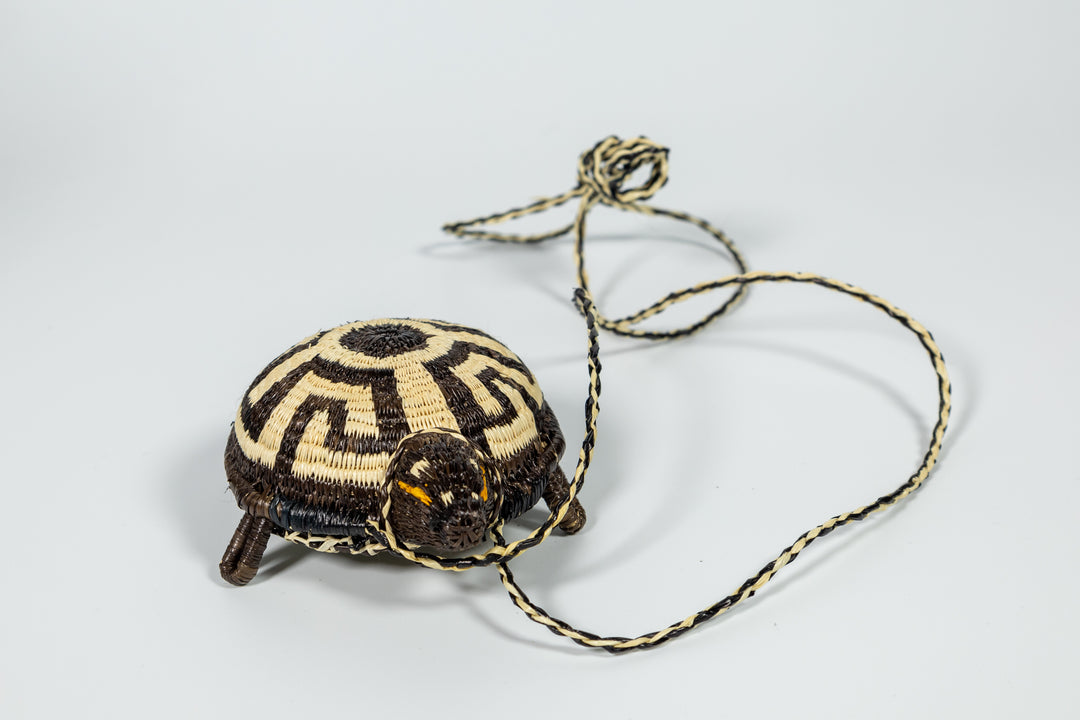 Black And White Turtle Purse Woven Basket