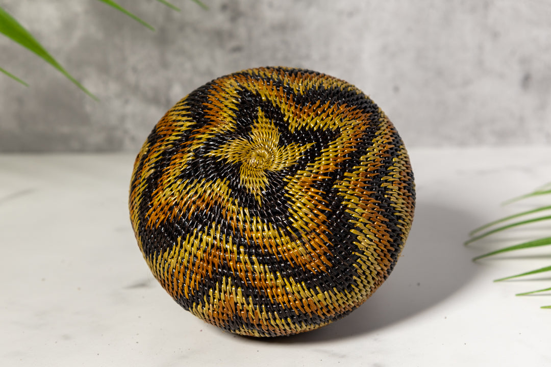 Brown Forest Chimes Woven Basket With Top